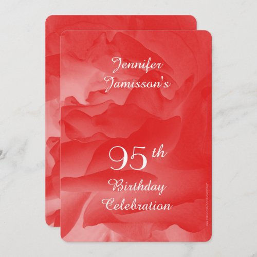 95th Birthday Party Invitation Coral Pink Rose Invitation