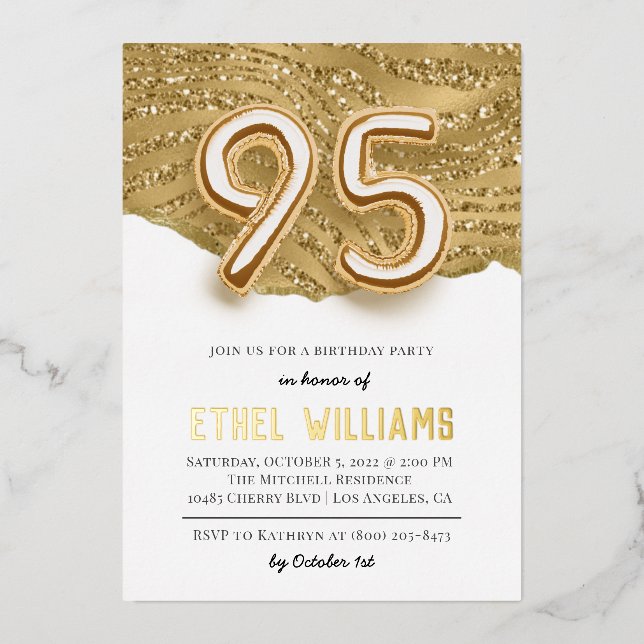 95th Birthday Party Invitation Foil Invitation (Front)