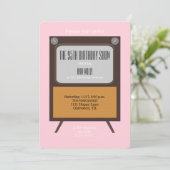 95th Birthday Party Invitation TV on Pink (Standing Front)