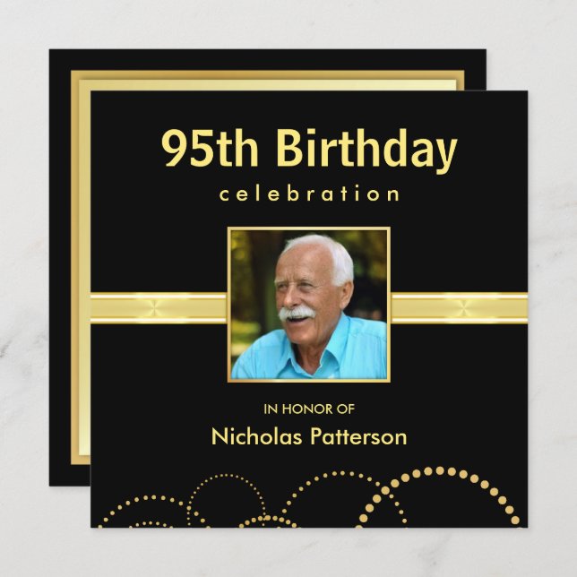 95th Birthday Party Invitations - Photo Optional (Front/Back)