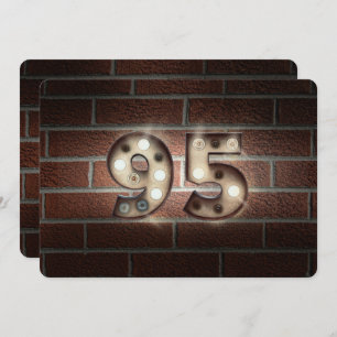 95th Birthday Party-marquee lights on brick Invitation