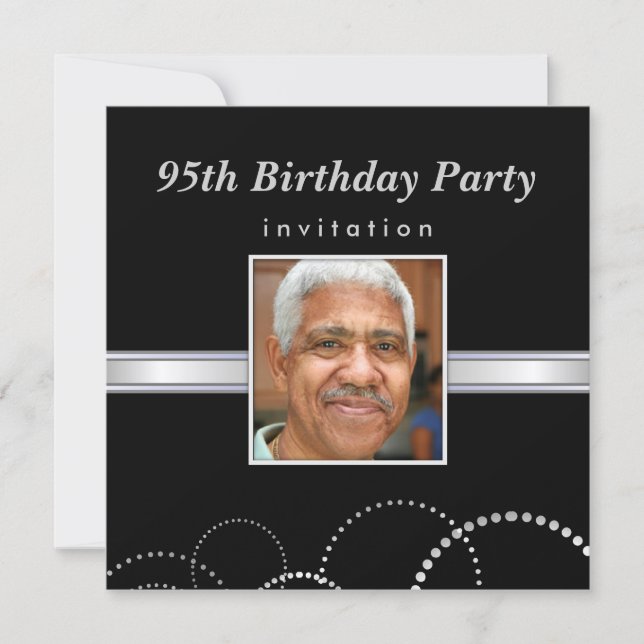 95th Birthday Party - Masculine Photo Invitations (Front)