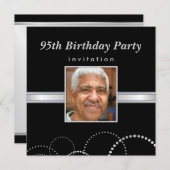 95th Birthday Party - Masculine Photo Invitations (Front/Back)