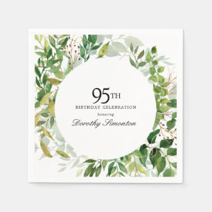 95th Birthday Party Modern Green Botanical Napkins