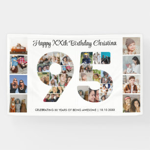 95th Birthday Party Number 95 Photo Collage Banner