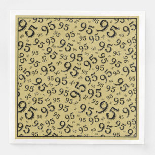 95th Birthday Party Number Pattern Black/Gold Paper Dinner Napkins