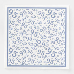 95th Birthday Party Number Pattern Blue/White Paper Dinner Napkins