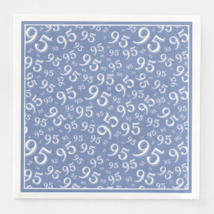 95th Birthday Party Number Pattern Blue/White Paper Dinner Napkins