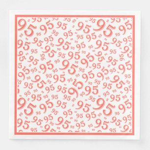 95th Birthday Party Number Pattern Coral/White Paper Dinner Napkins