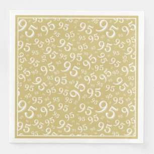 95th Birthday Party Number Pattern Gold/White Paper Dinner Napkins