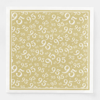 95th Birthday Party Number Pattern Gold/White Paper Dinner Napkins