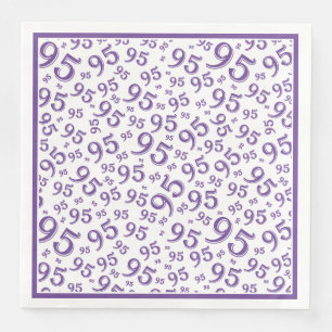 95th Birthday Party Number Pattern Purple/White Paper Dinner Napkins