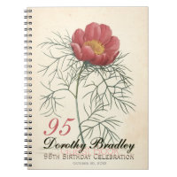 95th Birthday Party Peony Custom Guest Book