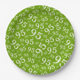 95th Birthday Party Random Number Pattern Green Paper Plates