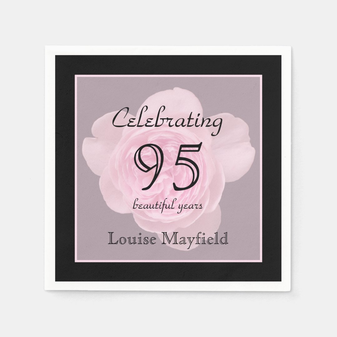 95th Birthday Party Rose Paper Napkins | Zazzle