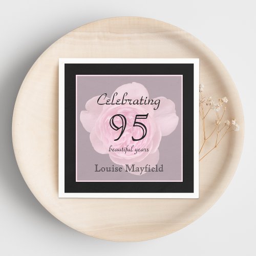 95th Birthday Party Rose Paper Napkins