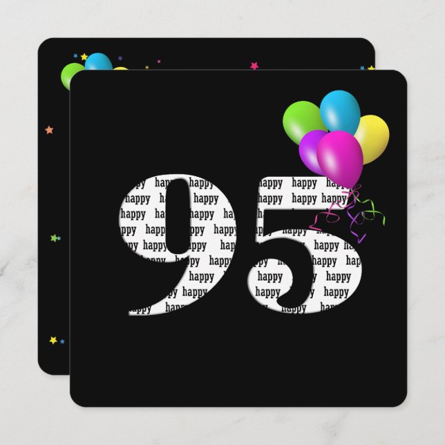 95th Birthday Party with balloon bunch Invitation (Front/Back)