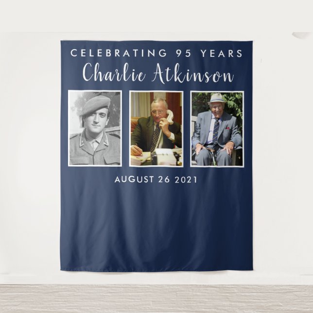 95th birthday photo collage backdrop banner (Front)