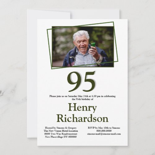 95th Birthday photo simple minimal modern Invitation