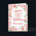 95th Birthday Pink Peach Peonies Watercolor Floral Card<br><div class="desc">95th Birthday Pink Peach Peonies Watercolor Floral Birthday Card. For further customization,  please click the "Customize it" button and use our design tool to modify this template.</div>