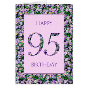 95th Birthday Purple Daisies Cards