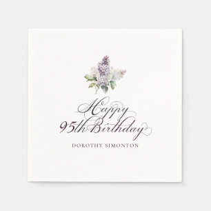 95th Birthday Purple Lilac Spring Flower Cocktail Napkins