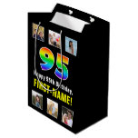 [ Thumbnail: 95th Birthday: Rainbow “95“, Custom Photos & Name Gift Bag ]