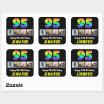 [ Thumbnail: 95th Birthday: Rainbow “95”; Custom Photos & Name Sticker ]