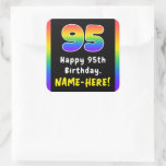 [ Thumbnail: 95th Birthday: Rainbow Spectrum # 95, Custom Name Sticker ]