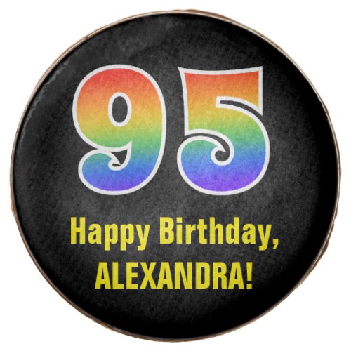 95th Birthday _ Rainbow Spectrum Pattern Number 95 Chocolate Covered Oreo