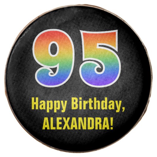 95th Birthday - Rainbow Spectrum Pattern Number 95 Chocolate Covered Oreo (Front)