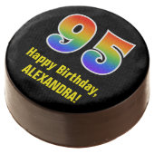 95th Birthday - Rainbow Spectrum Pattern Number 95 Chocolate Covered Oreo (Angled)