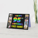 [ Thumbnail: 95th Birthday: Rainbow Text, Custom Photos & Name Card ]