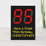 [ Thumbnail: 95th Birthday: Red Digital Clock Style "95" + Name Card ]