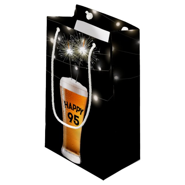 95th Birthday Sparkler In Beer    Small Gift Bag (Front Angled)