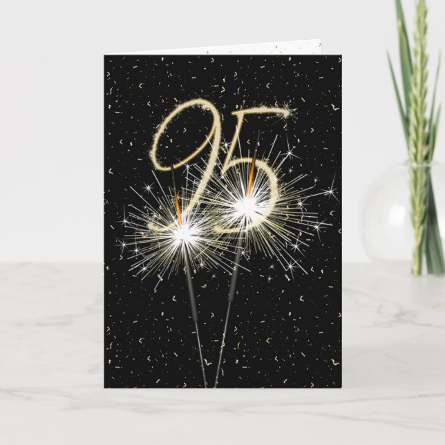 95th Birthday Sparkler on black Card (Front)