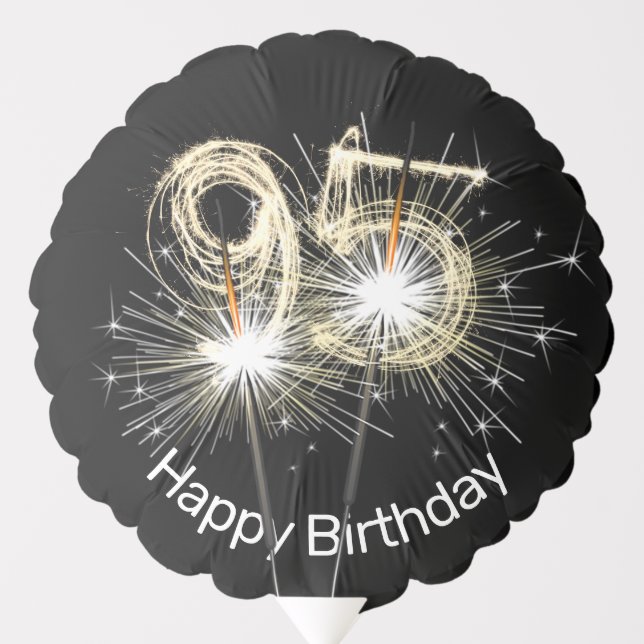 95th Birthday Sparklers on Black Balloon (Front)