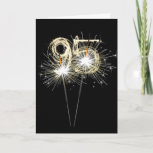 95th Birthday Sparklers on Black   Card