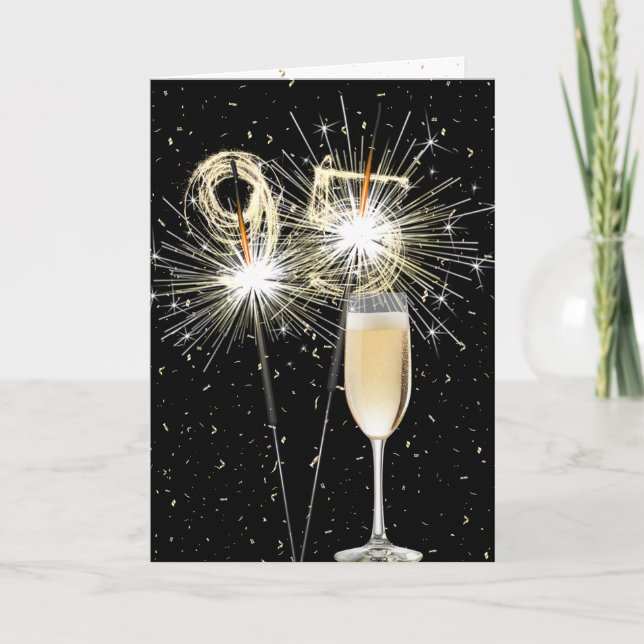 95th Birthday Sparklers With White Wine Card (Front)