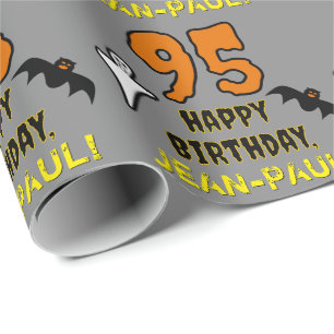 95th Birthday: Spooky Halloween Theme, Custom Name Wrapping Paper