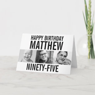 95th birthday three photos mono black white card