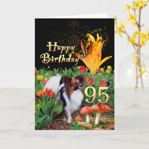 95th Birthday Tulip garden butterflies papillon Card