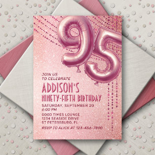 95th Birthday Womens Rose Gold Invitation