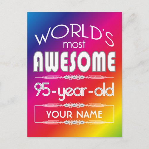 95th Birthday Worlds Best Fabulous Rainbow Postcard