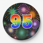 [ Thumbnail: 95th Event - Fun, Colorful, Bold, Rainbow 95 Paper Plates ]