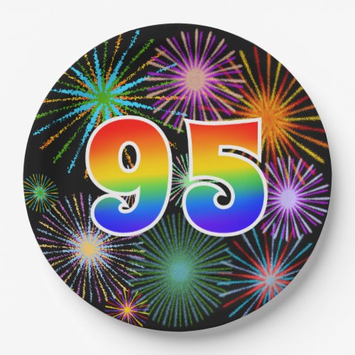 95th Event _ Fun Colorful Bold Rainbow 95 Paper Plates