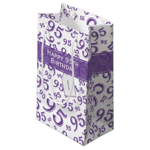 95th Happy Birthday Purple Random Number Pattern   Small Gift Bag