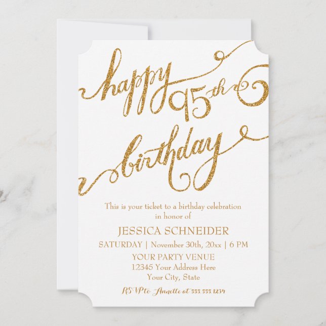95th, Ninety Fifth Birthday Party Celebration Invitation (Front)