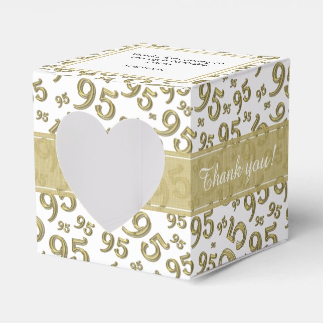 95th Thank You Birthday Gold/White Number pattern Favor Boxes (Front Side)