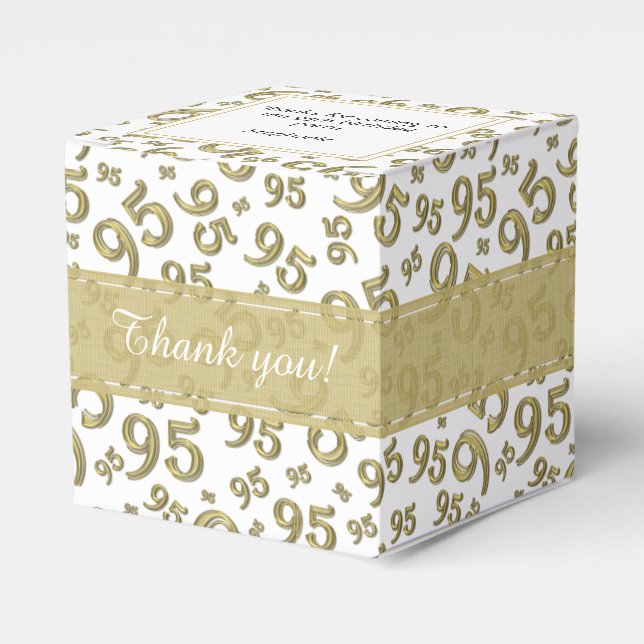 95th Thank You Birthday Gold/White Number pattern Favor Boxes (Front Side)